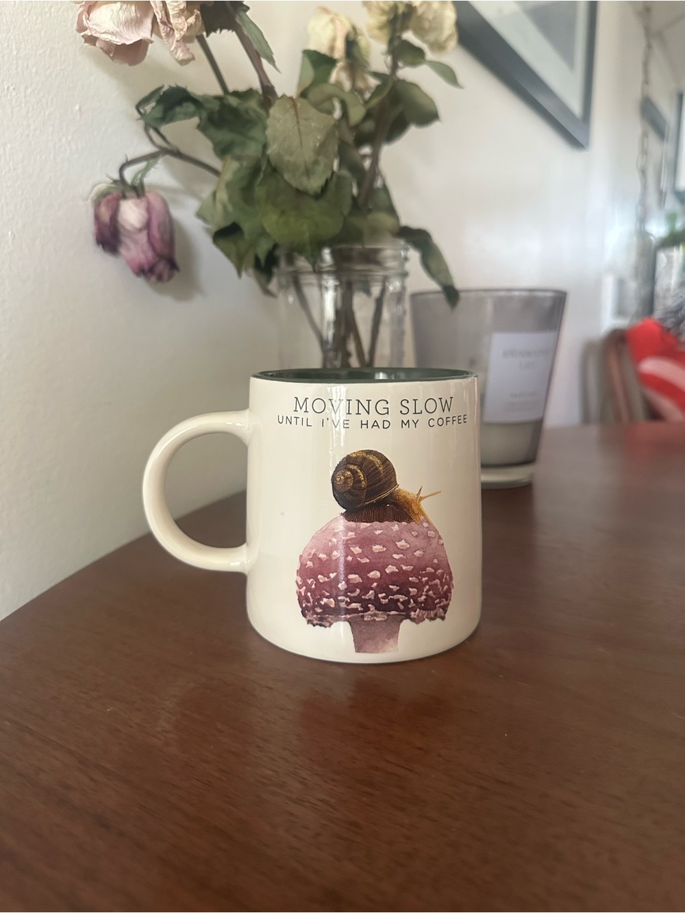 Ceramic Mug with Snail & Pink Mushroom